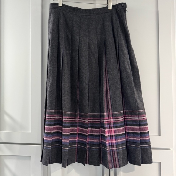 Vintage Pendleton Gray Pink Wool Peekaboo Plaid Maxi Skirt size 14 petite Large - Picture 3 of 8